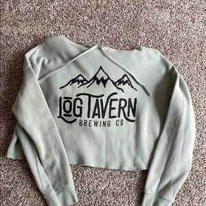 Women's Green Cropped Sweatshirt